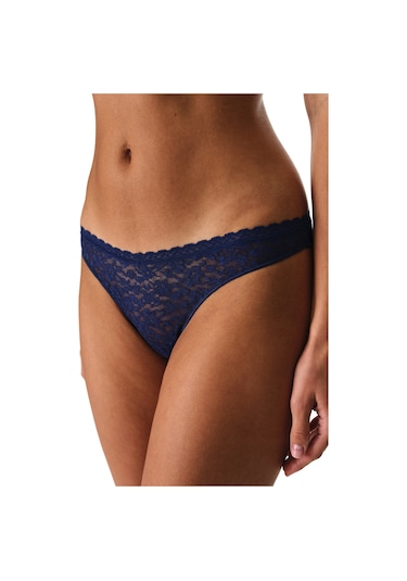 Penti Lacivert Easy Lace Dantel V Model Brazilian Külot