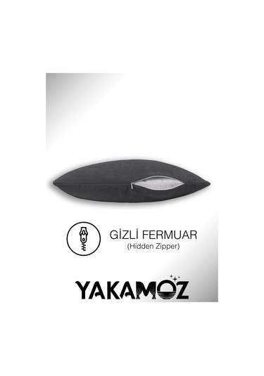 Karanlık Gri Kırlent , Yastık Kılıfı Kadife Görünümlü Velvet Touch Serisi Karanlık Gri