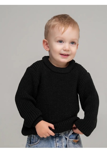 Djaza Kids Çocuklar İçin Örme Oversize Kazak 249550284 Siyah