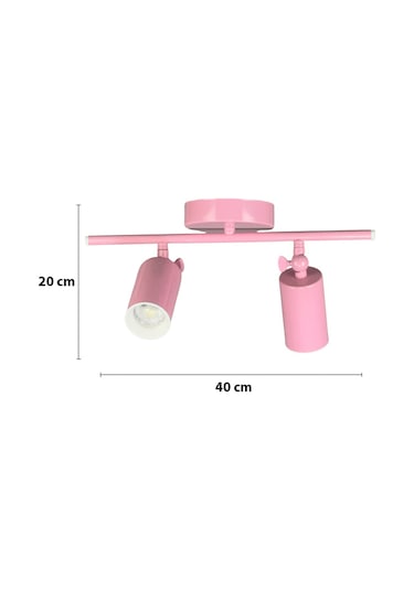 Spoti 2'li Pembe Renk Gün Işığı Modern Tasarım Cafe - Mutfak - Banyo Spot Ledli Sıralı Avize Pembe