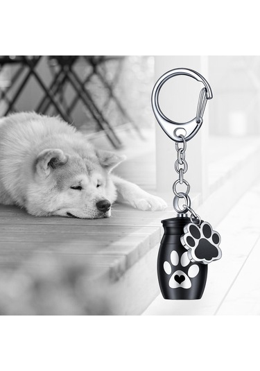 Homyl Alüminyum Alaşım Anahtarlık Pet Urn Değerli Siyah Altın