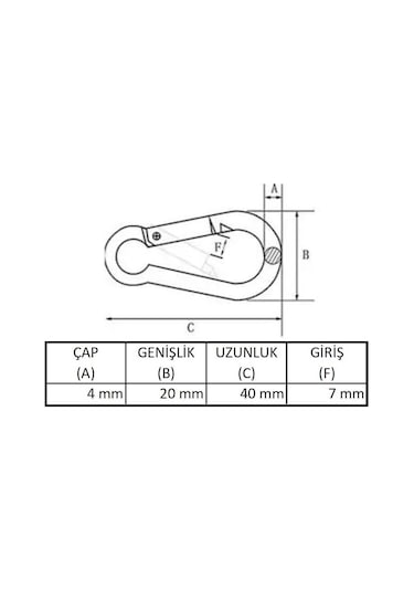 Galvanizli Karabina, 4 Mm, Askı, Çengel, Kanca, Anahtarlık