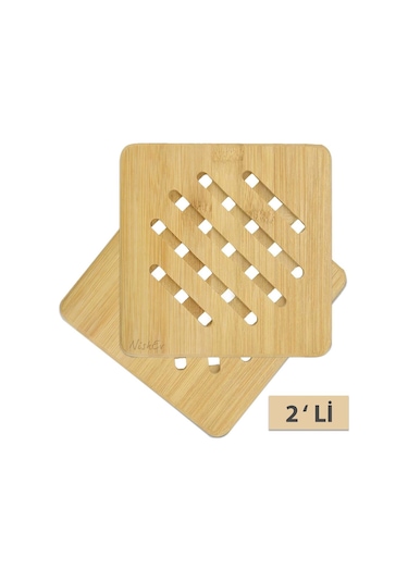 Nishev 2'li Bambu Lüx Yatay Desenli Kare Nihale