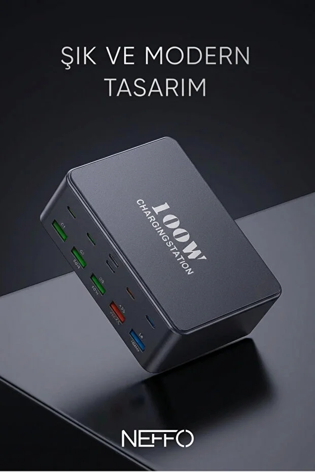 100w Süper Hızlı Akıllı Şarj İstasyonu 10 Port Usb + Type-c Güç Dağıtımlı Adaptör 1