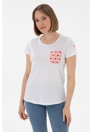U.S. Polo Assn. Kadın Beyaz Bisiklet Yaka Tişört 50305832-VR013