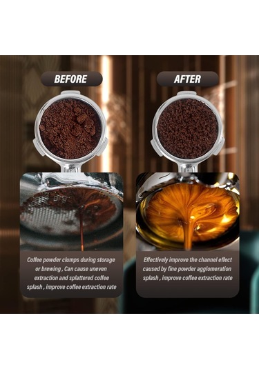 Ximistore9 Espresso Kahve Tozu Karıştırıcı: Alüminyum Kolu, Tabanlı Tutucu Ve 17 Paslanmaz Çelik İğne Siyah Siyah