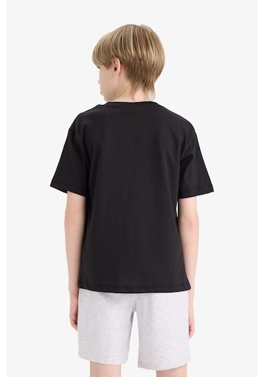 Defacto Erkek Çocuk Bisiklet Yaka Basic Düz Kısa Kollu Okul Tişörtü K1687a625aubk26 SIYAH