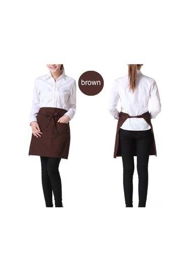 Kadınlar Ve Erkekler İçin 2 Cepli Su Geçirmez Sevimli Garson Önlüğü, Mutfak, Restoran, Bbq İçin Bel Önlüğü. Siyah