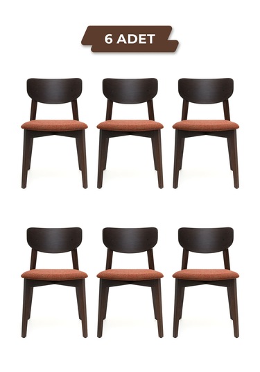Opus Ceviz Ahşap 6'lı Mutfak Salon Yemek Odası Sandalyesi