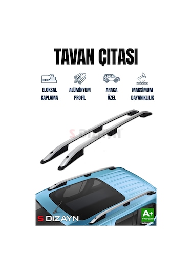 S-dizayn Fiat Doblo Uzun Şase Aluminyum Gri Tavan Çıtası 2001-2010 A+ Kalite