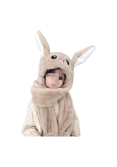 Kulakları Hareket Ettiren Tavşan Atkı Eldiven Peluş Şapka Xmx4Zb Bej