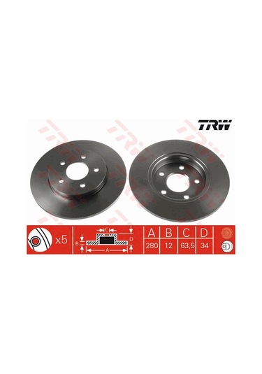 Jaguar X-Type Arka Fren Diski 280 Mm 2001-2009 Trw