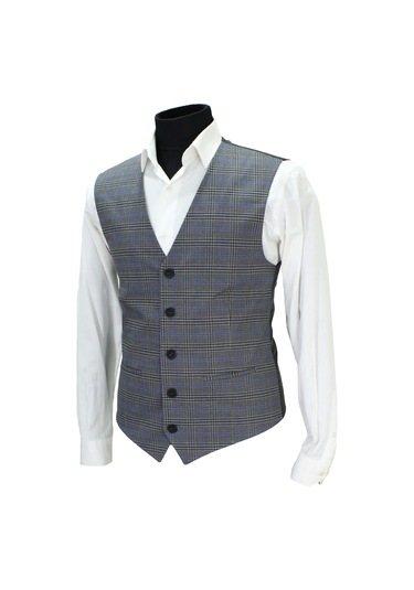 Mentor Regalo Erkek Yelek V Yaka Gri Ekose 50637