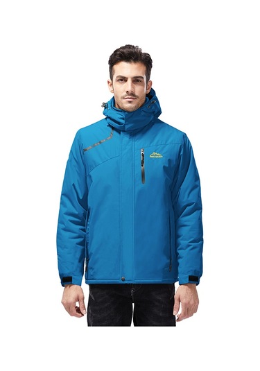 Erkek Outdoor Çift Mont Peluş Ve Kalınlaştırılmış Mavi Mavi