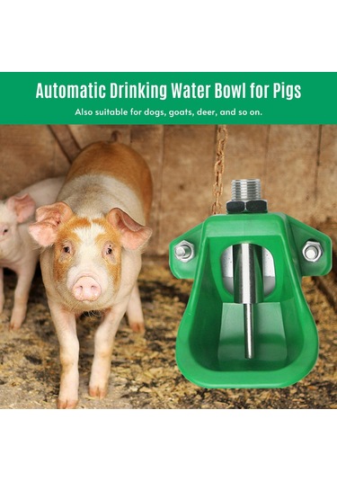 Leezsing Domuz Ve Kuzu İçme Kasesi - Plastik Otomatik Su İçirici - Paslanmaz Çelik Aksesuarlar İle Yeşil