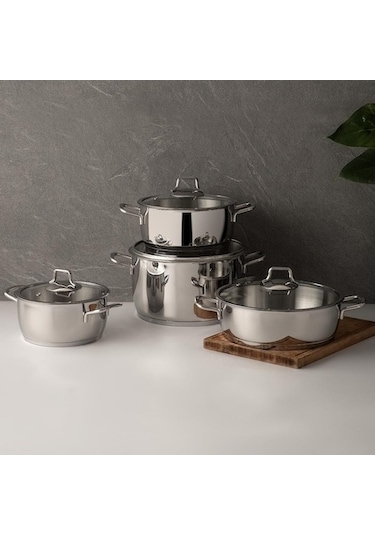 Nehir Silver Klasik 8 Parça Çelik Tencere Seti Nehir 29002