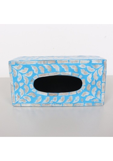 Anita Sedefli Dikdörtgen Peçetelik 23x12x8,5 Cm Mavi