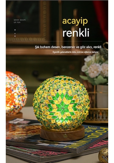 Relaxed Gece Lambası Yaratıcı Şarj Masa Lambası Dekoratif Cam Lamba- Normal Usb Plug-in Sıcak Renk Amfiz-13 Siyah