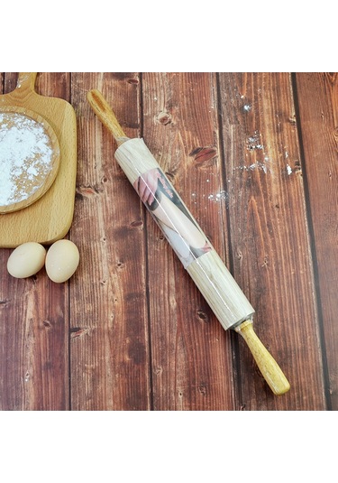 Yifomall Büyük Boy Noel Geyik Desenli Ahşap Un Çizgici 43cm X 4cm - Hamur Yoğurma, Manti, Makaron İçin Kauçuk Ağacı Hamur Sürgüsü