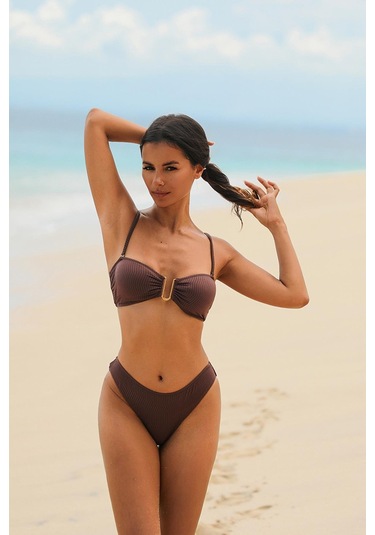 Amarelle Assos Mocha Straplez Çıkarılabilir Pedli Bikini Üst Kahverengi