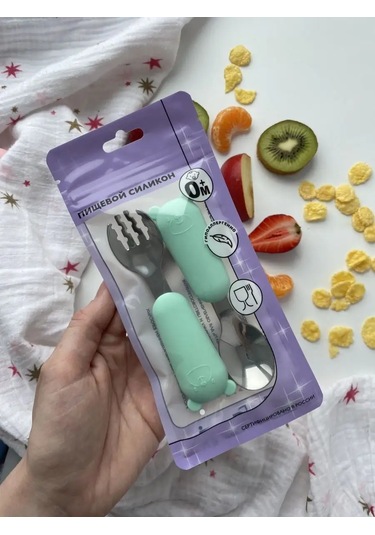 Zubastiki Store Bebek İçin Silikon Kaşık Ve Çatal Yemek Takımları 154097717 Naneli