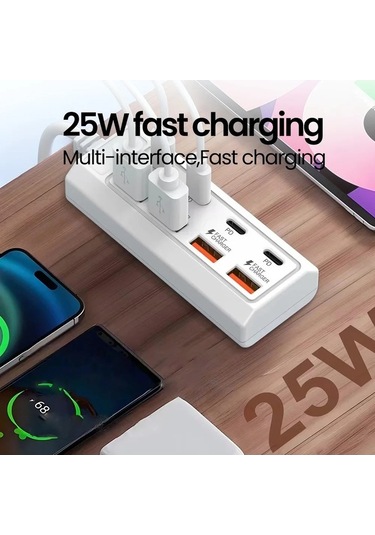 Tongxida 8 Adet Bir Arada Usb Şarj Soketi Pd25w Usb-c Şarj Aleti Çoklu Cihaz Şarj Güç 8a+8c