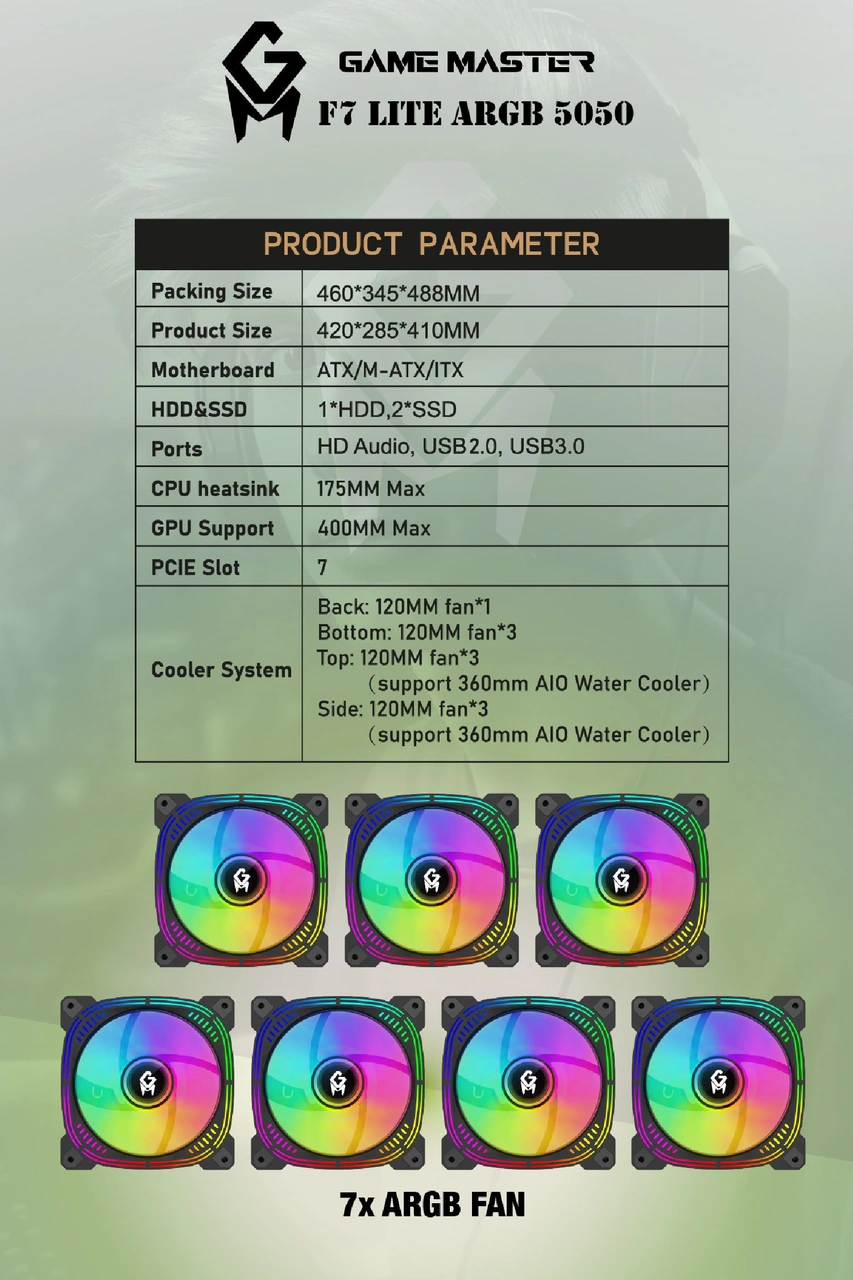 Game Master F7 Lite Argb i5-12400F 16 GB 512 GB SSD RTX5050 Free Dos Masaüstü Oyuncu Bilgisayarı