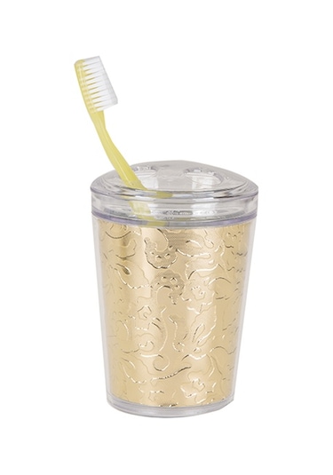 Bosphorus Sia Diş Fırçalık Altın Yaprak Model Akrilik Sarı