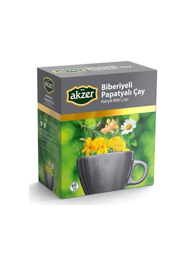 Akzer Biberiyeli Papatyalı Karışık Bitki Süzen Poşet Çay 60 x 1.5 G
