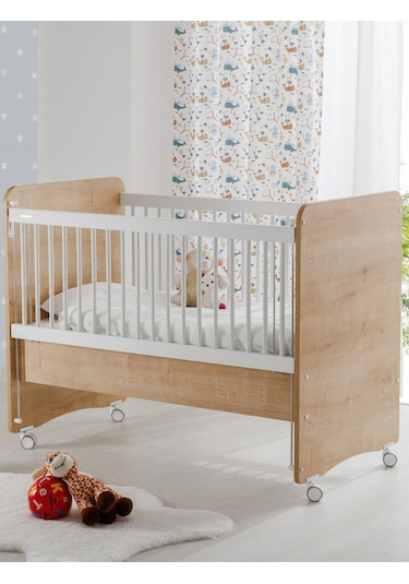 Bw1066 - Pratik Kademeli Anne Yanı Tekerlekli Beşik Ahşap 60x120 Ahşap