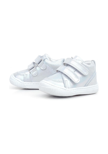 Rakerplus Raya Hakiki Deri Gümüş Simli Cırtlı Kız Bebek Bot Gümüş