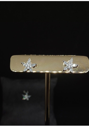 İnce Yapraklı Çiçekli Taşlı Gümüş Takı Seti 925 Ayar Şık Ve Zarif Kadın Aksesuarı Gümüş