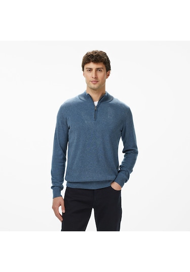 Nautica Erkek Mavi Classic Fit Kazak Düz S57104t Mavi