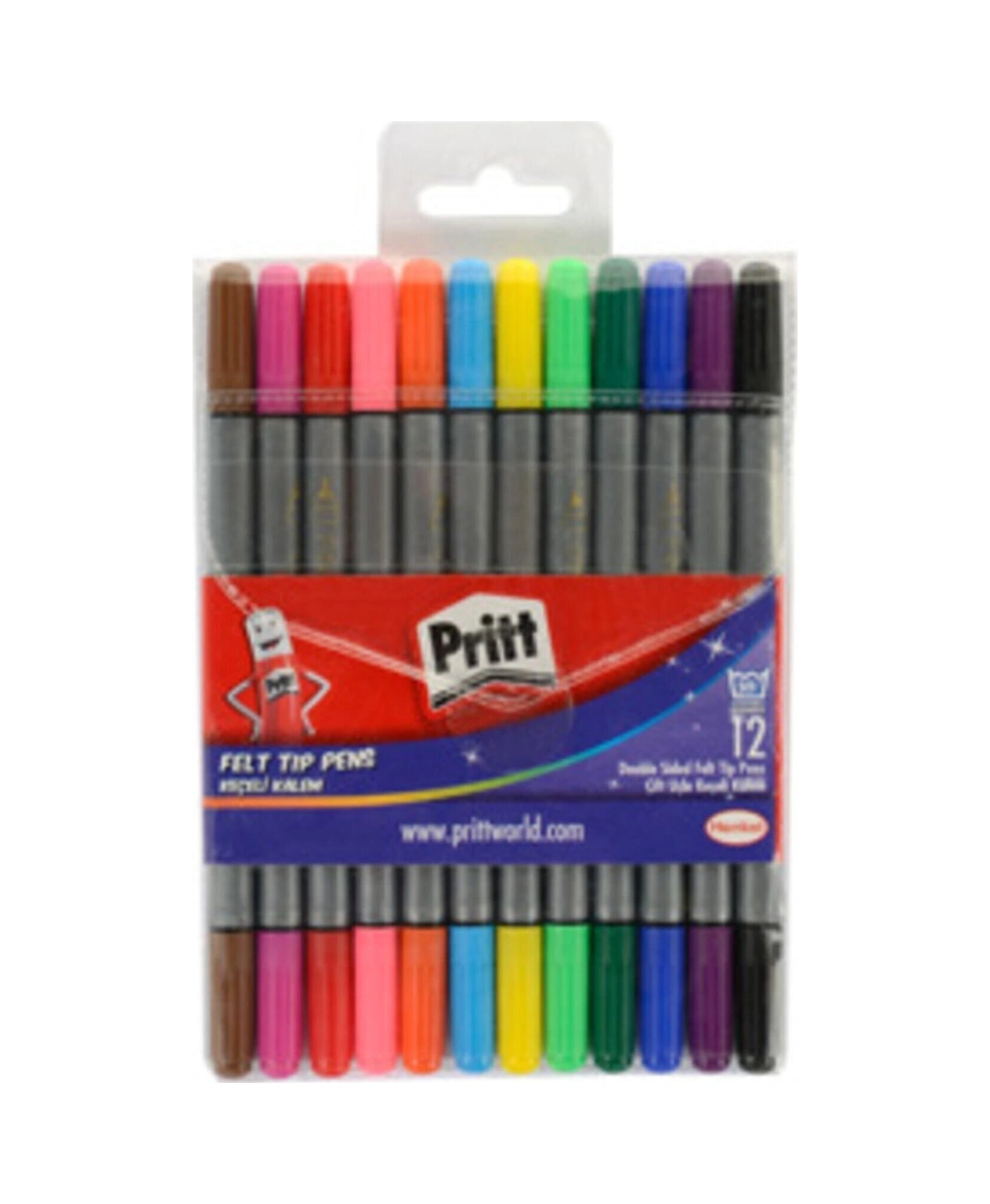 12li Çift Uçlu Keçeli Kalem Yıkanabilir Boya