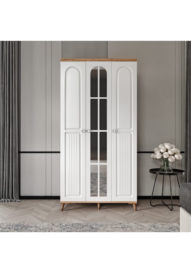 Bohem 3 Kapaklı Aynalı Komple Mdf Gardırop - Elbise Dolabı