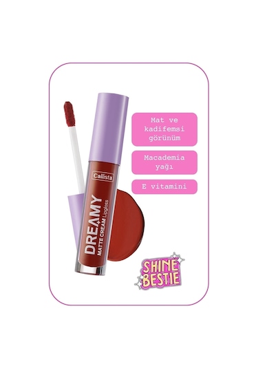 Callista Dreamy Matte Cream Lipgloss Mat Görünümlü Dudak Parlatıcısı - 205 Big Ego - Kahverengi