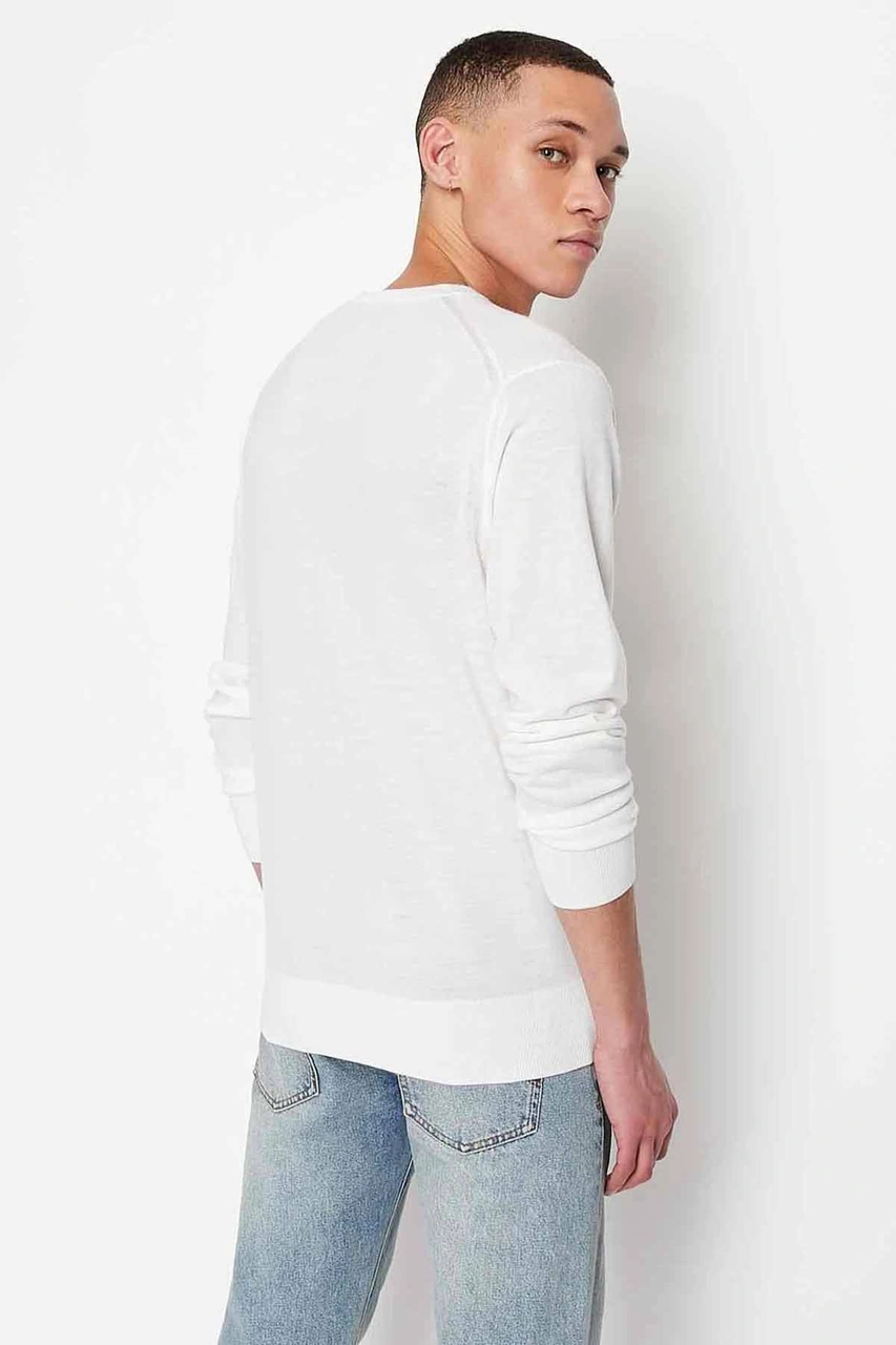Armani Baskılı Erkek Sweat Beyaz