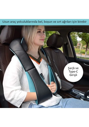 Valkyrie Şarjlı Shiatsu Bel Bacak Ayak Sırt Boyun Masaj Aleti Isıtmalı 8 Nodüllü 1. Kalite Rahatlatıcı Kas Gevşetici Masaj Cihazı Siyah