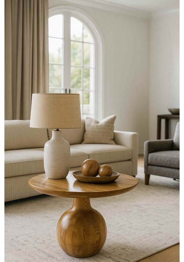 Ahşap Renkli Ahşap Orta Sehpa Rustik Ve Modern Mantar Tasarım Meşe