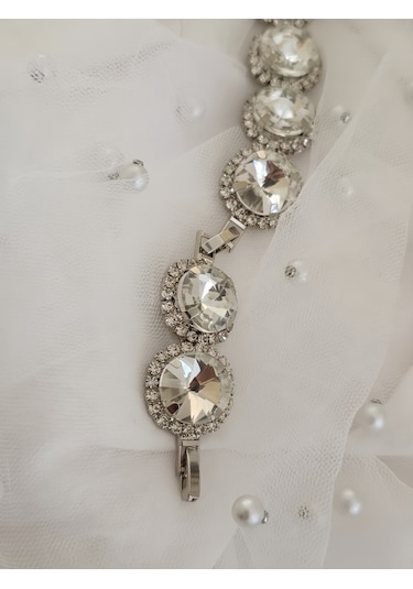 Riviere Kristal Taşlı Çiçek Model Şeffaf Renkli Kolye Küpe Set