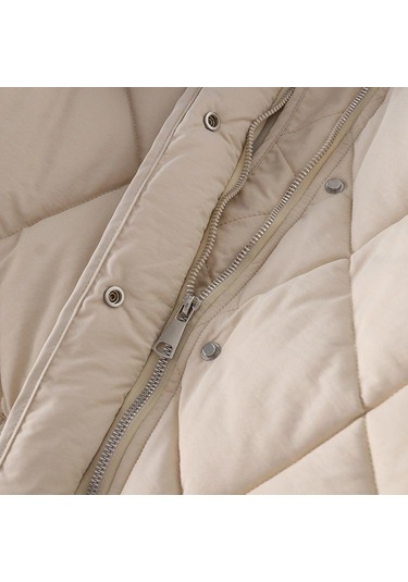 Kadın Elmas Desenli Polar Ceket Beyaz