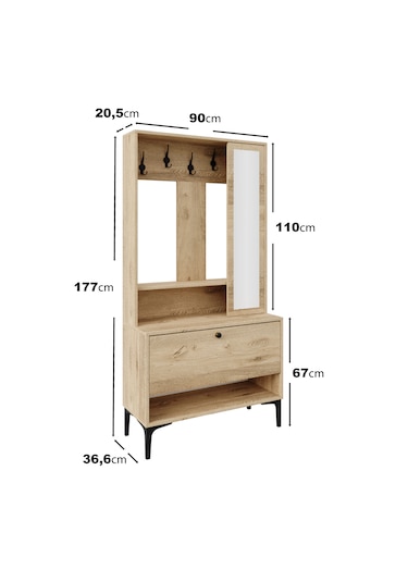 Valentinp Wood Tarz,raflı,aynalı Ayakkabılık/vestiyer/portmanto