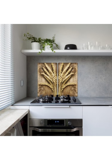 Saban Başak 2 Desenli Cam Kesim Tablası ve Ocak Koruyucu 2' Li 30 x 52 CM