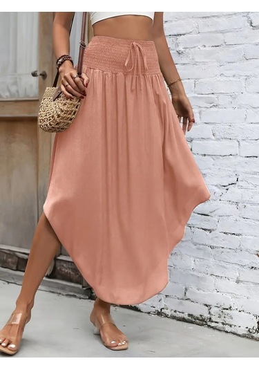 Kadın Yüksek Bel Belden Bağlamalı Asimetrik Kesim Detaylı Sandy Etek Karışık Çok Renkli