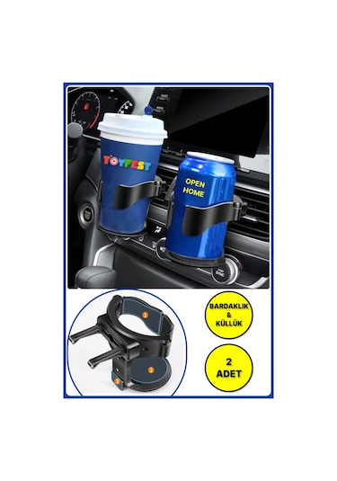 Otomobil Bardak Tutucu - Araba Küllük & Bardaklık Tutacağı - 2 Adet