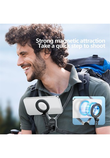 Earldom Manyetik Cep Telefonu Askılı Boyun Askısı Gri