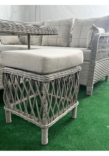 Petra Rattan 3 1 1 Masa 2puf Bahçe Balkon Mobilyası,vizon