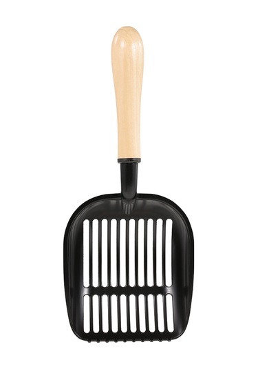 Geekyou Alüminyum Kedi Kumu Kaşığı, Ahşap Saplı, Kaplı, Dikey Çizgili, 5mm Ağızlı, Kuru-nemli Kumu Filtre Edebilir, Evcil Hayvan Tuvaleti Temizliği