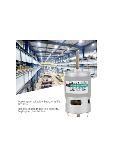 Tenfowee 775 Uzun Milyeli Dc Motor - 80w Güçlü Tork, 12v 10000 Devir/h, Soğutma Fanlı, Saf Bakır Tel, Yüksek Hızlı Sessiz Çalışma