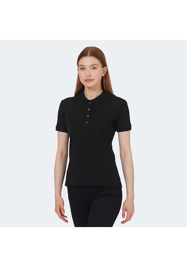 Slazenger VERA I Kadın Polo Yaka Siyah Tişört